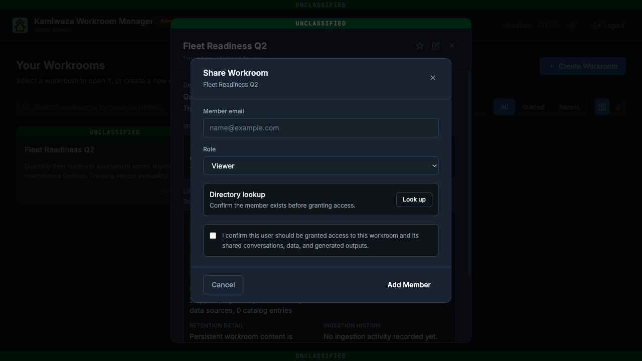 Share Workroom dialog