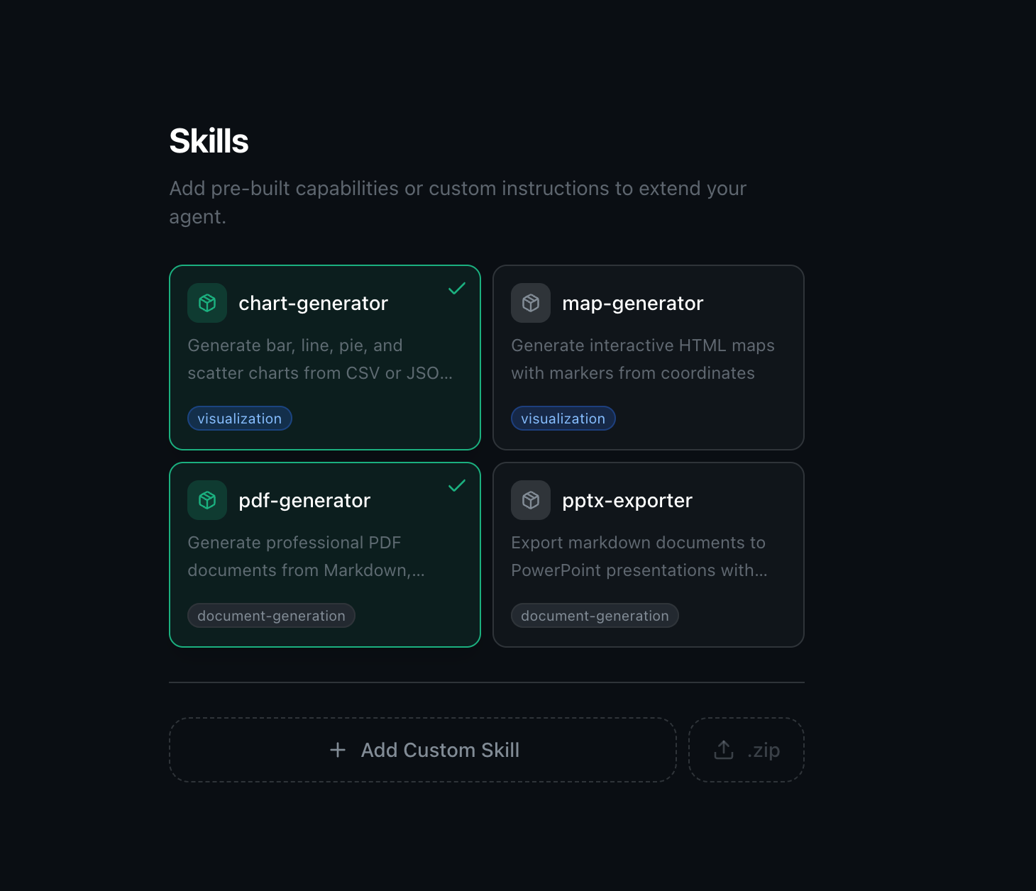 Skills configuration