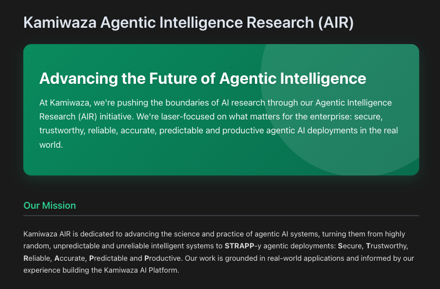 Kamiwaza Agentic Intelligence Research (AIR) | Kamiwaza Docs